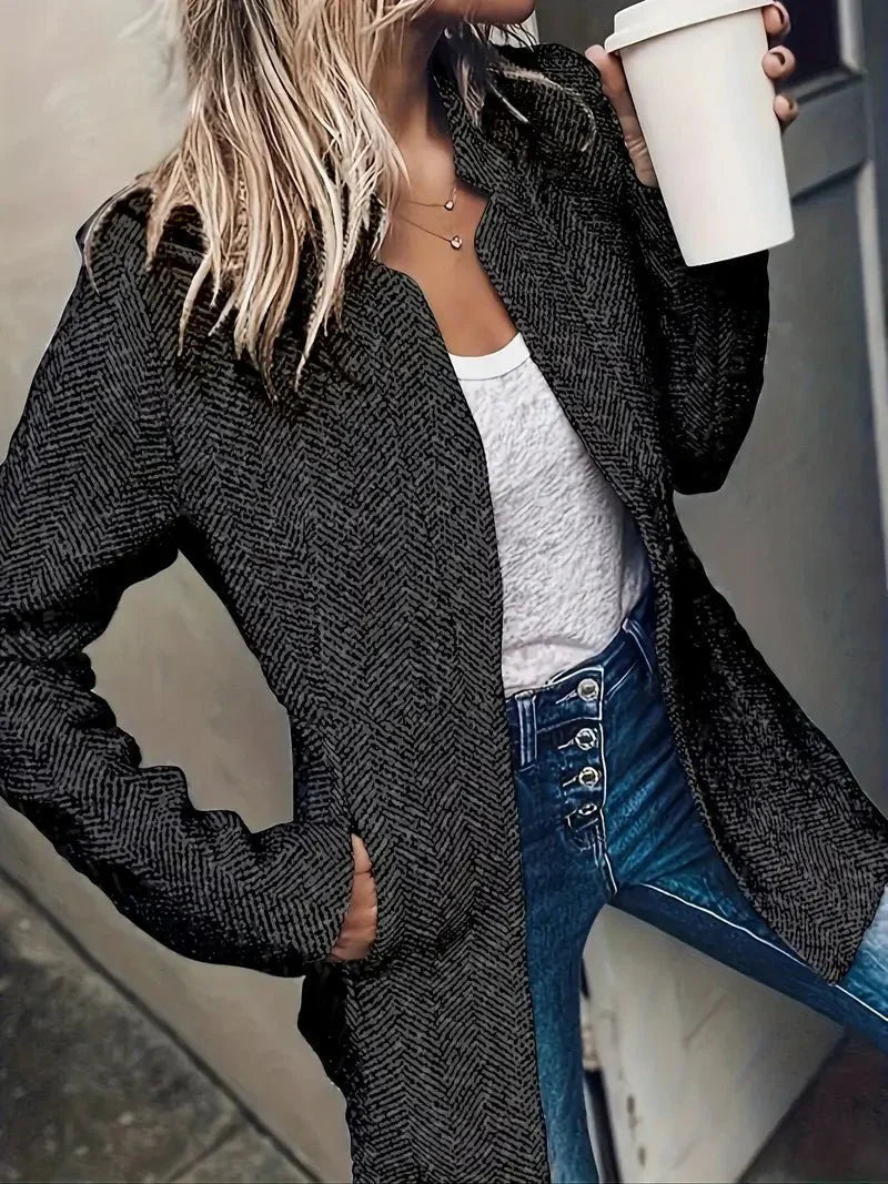Collarless Long Coat