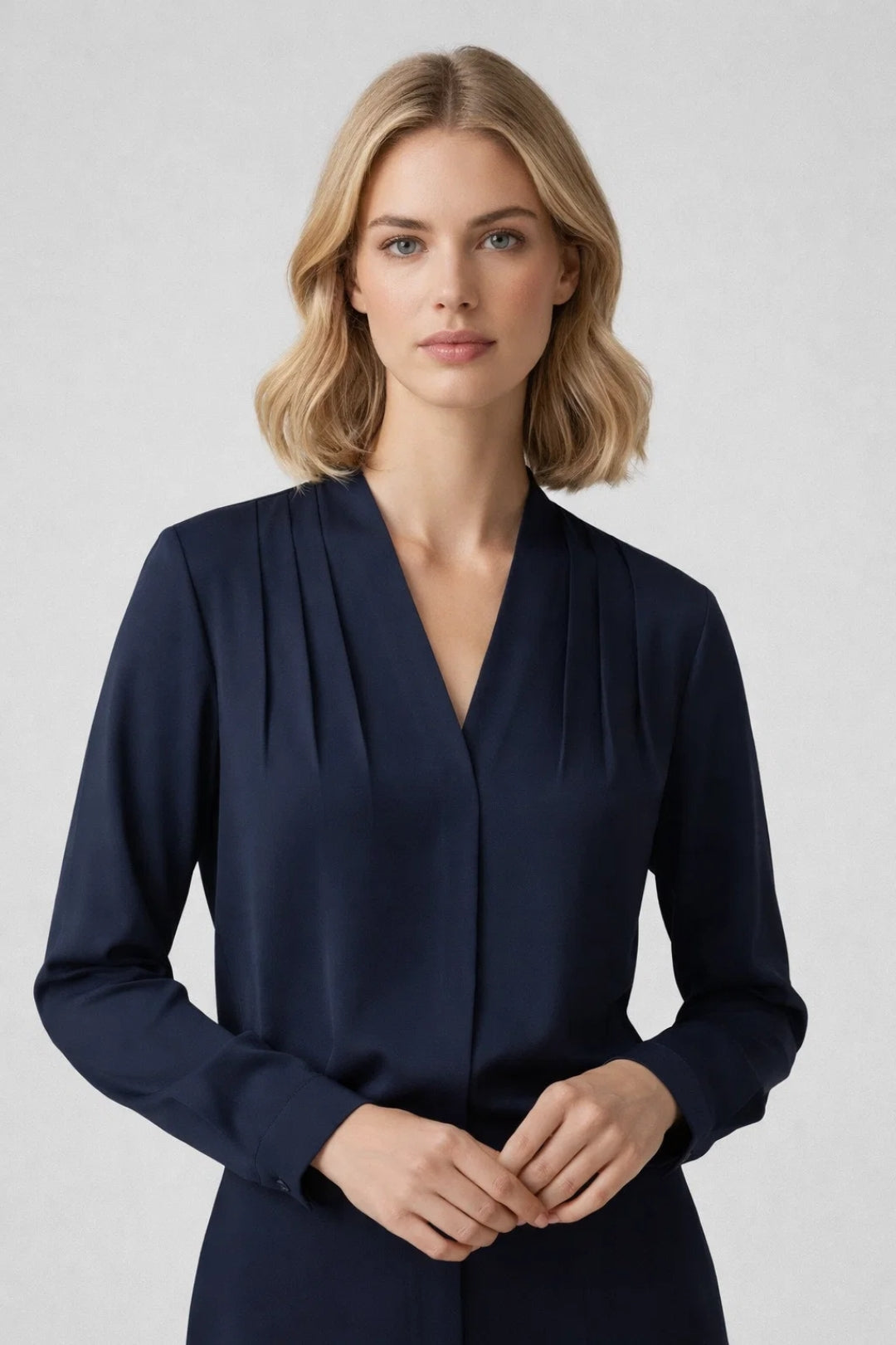 Long-Sleeve Wrap Blouse