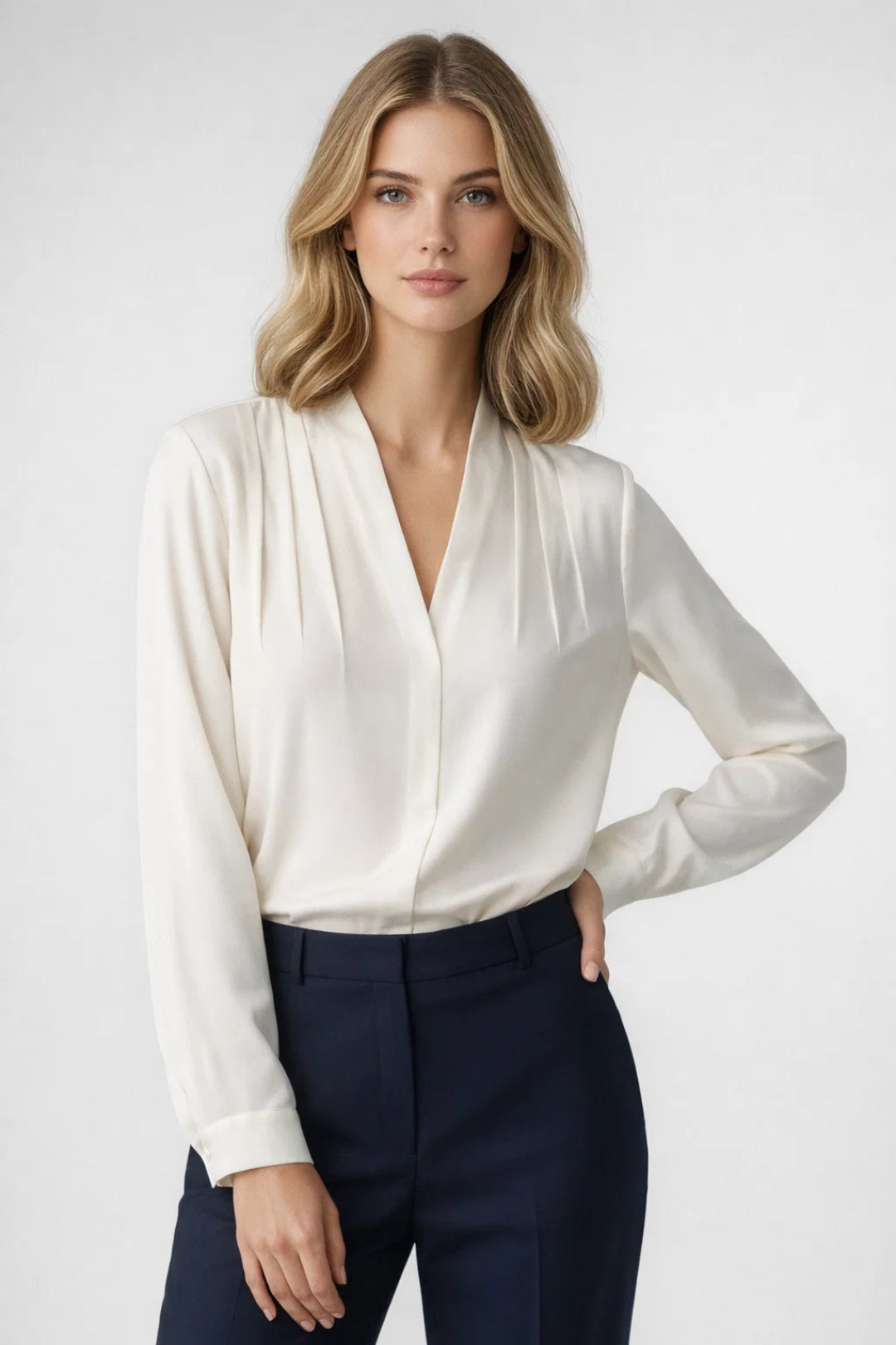 Long-Sleeve Wrap Blouse
