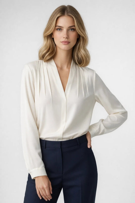 Long-Sleeve Wrap Blouse