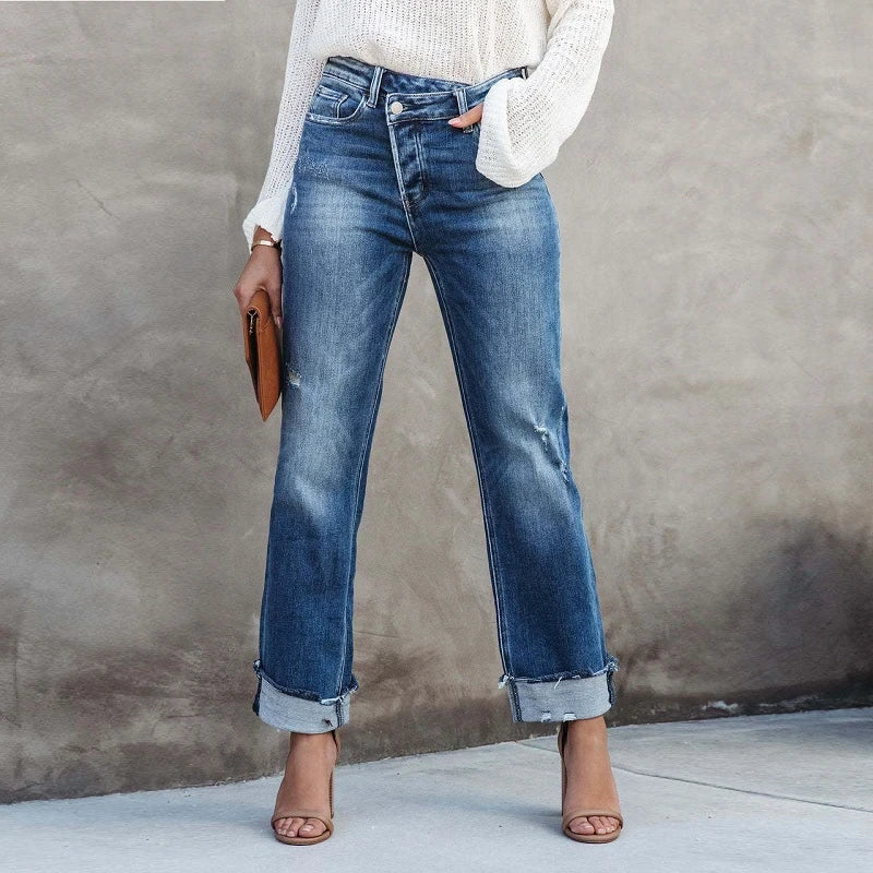 Cropped High-Waisted Wide-Leg Jeans