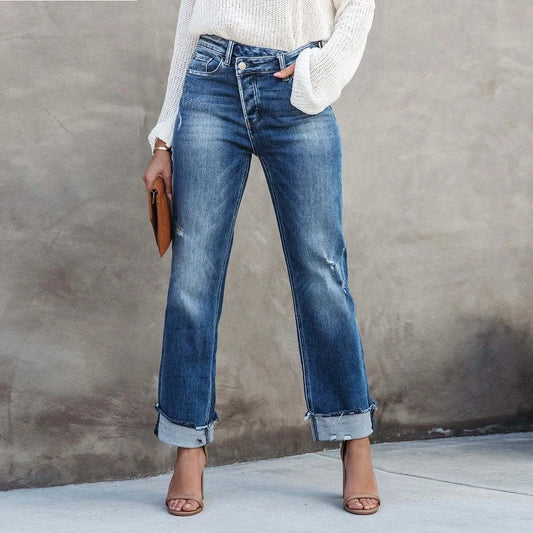 Cropped High-Waisted Wide-Leg Jeans