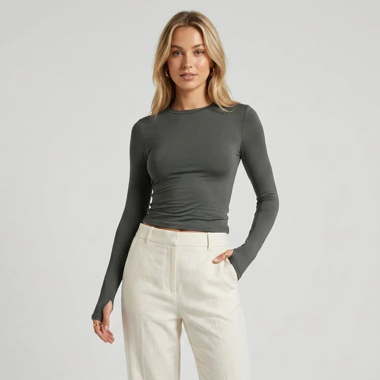 Basic Long-Sleeve Crew Top