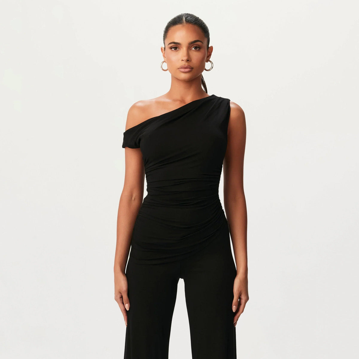 Double-Layer One-Shoulder Top