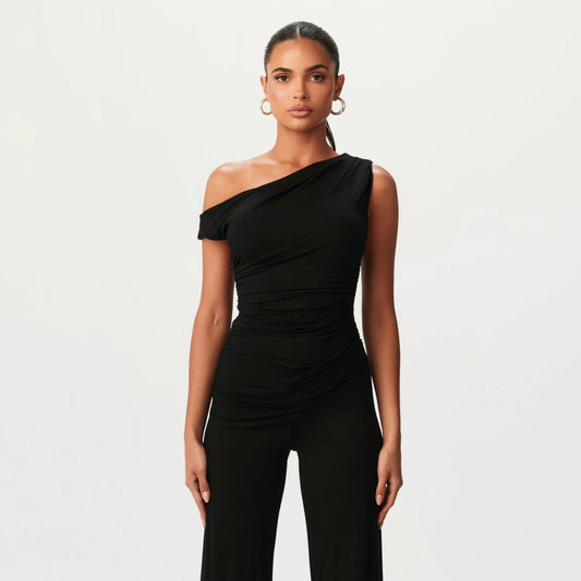 Double-Layer One-Shoulder Top
