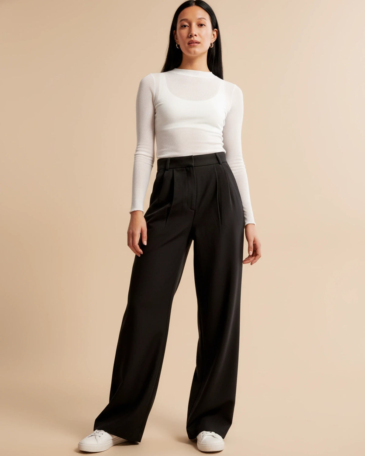 High-Waisted Pleated Wide-Leg Pants