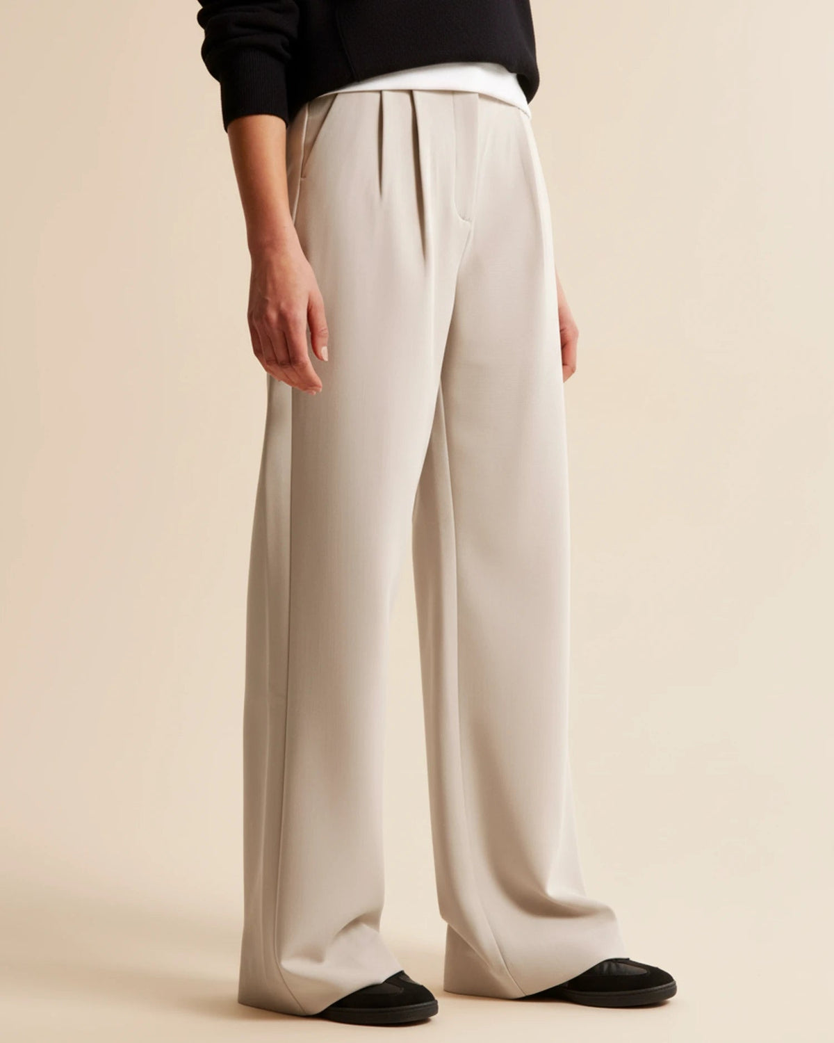 High-Waisted Pleated Wide-Leg Pants