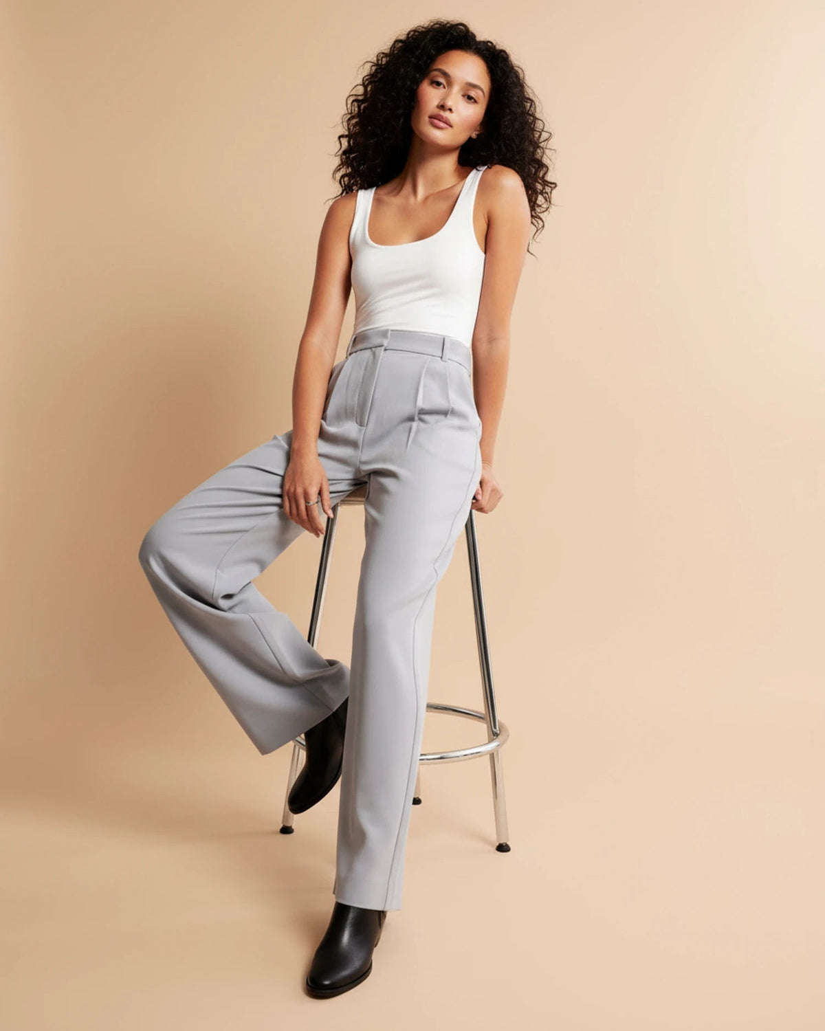High-Waisted Pleated Wide-Leg Pants