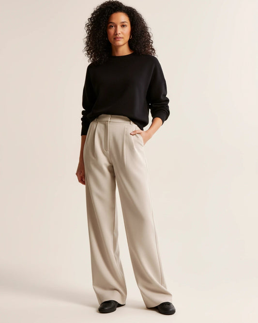 High-Waisted Pleated Wide-Leg Pants