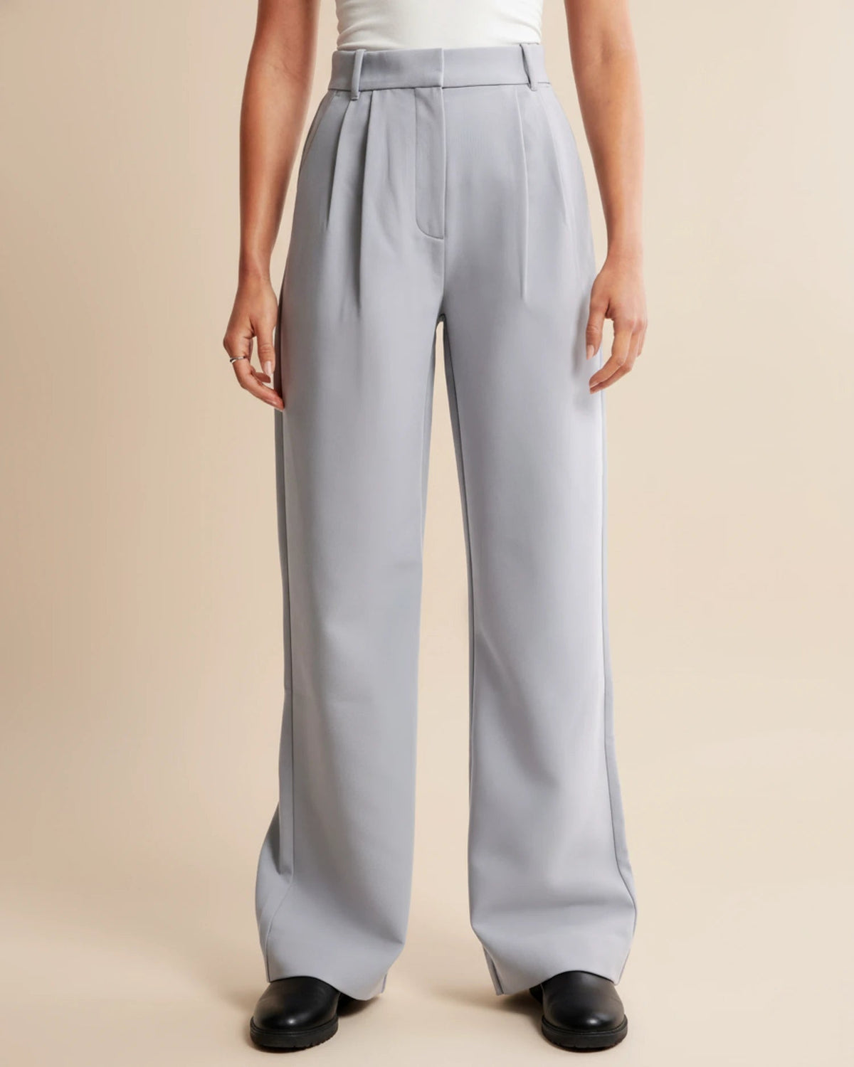 High-Waisted Pleated Wide-Leg Pants
