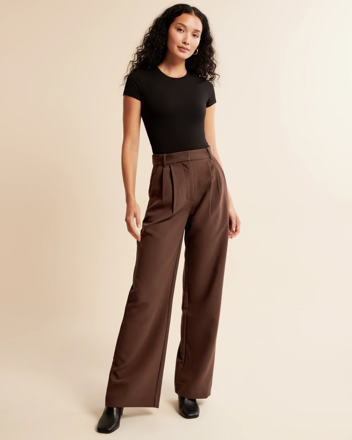 High-Waisted Pleated Wide-Leg Pants