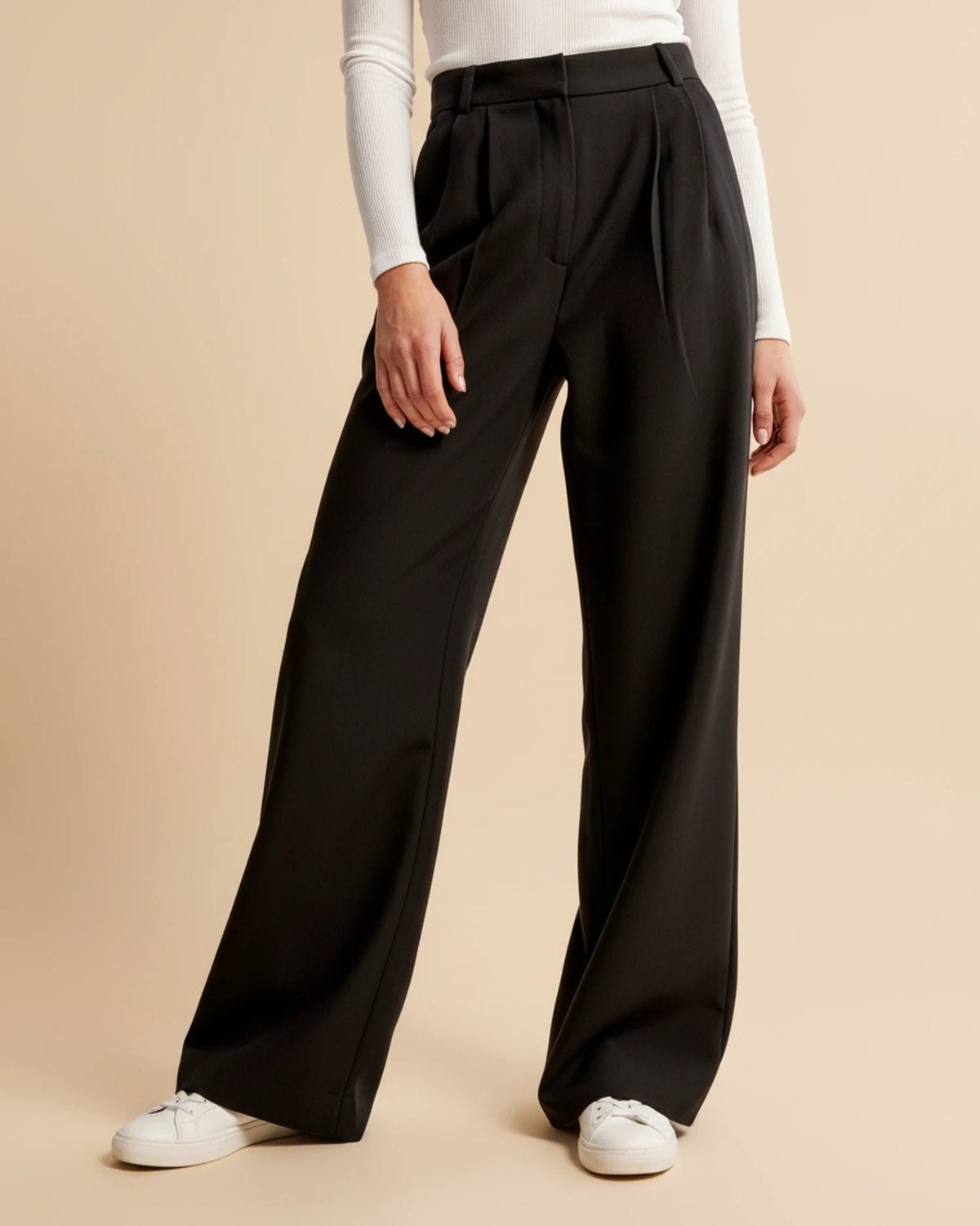 High-Waisted Pleated Wide-Leg Pants