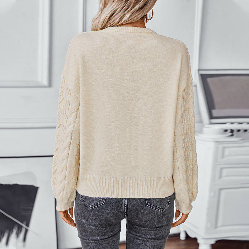 Cable-Knit Long-Sleeve Sweater