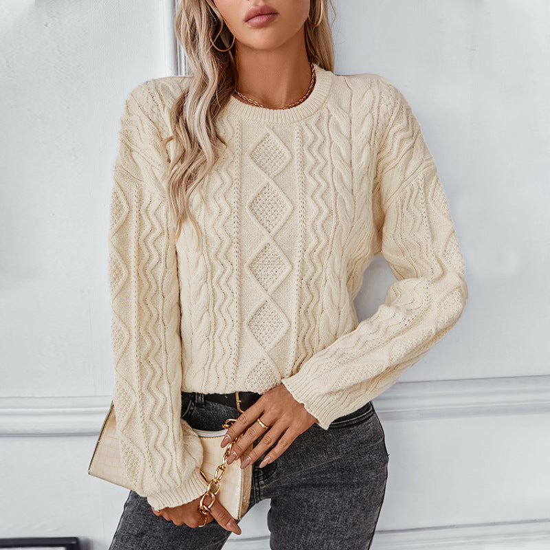 Cable-Knit Long-Sleeve Sweater