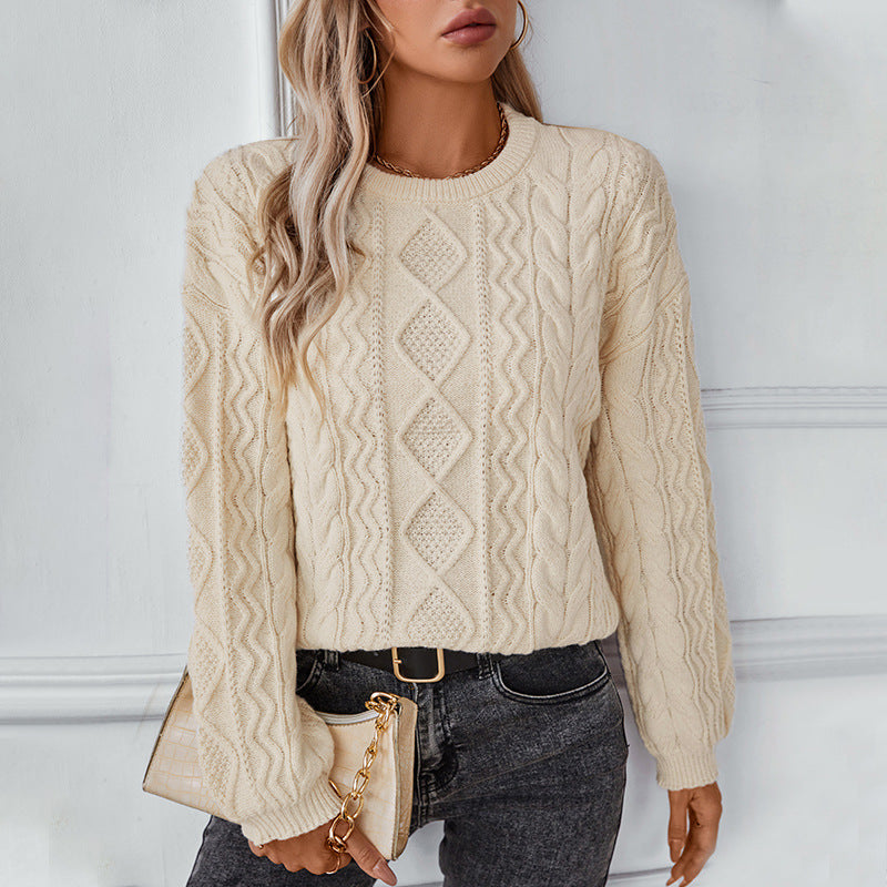 Cable-Knit Long-Sleeve Sweater