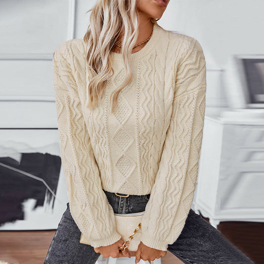 Cable-Knit Long-Sleeve Sweater