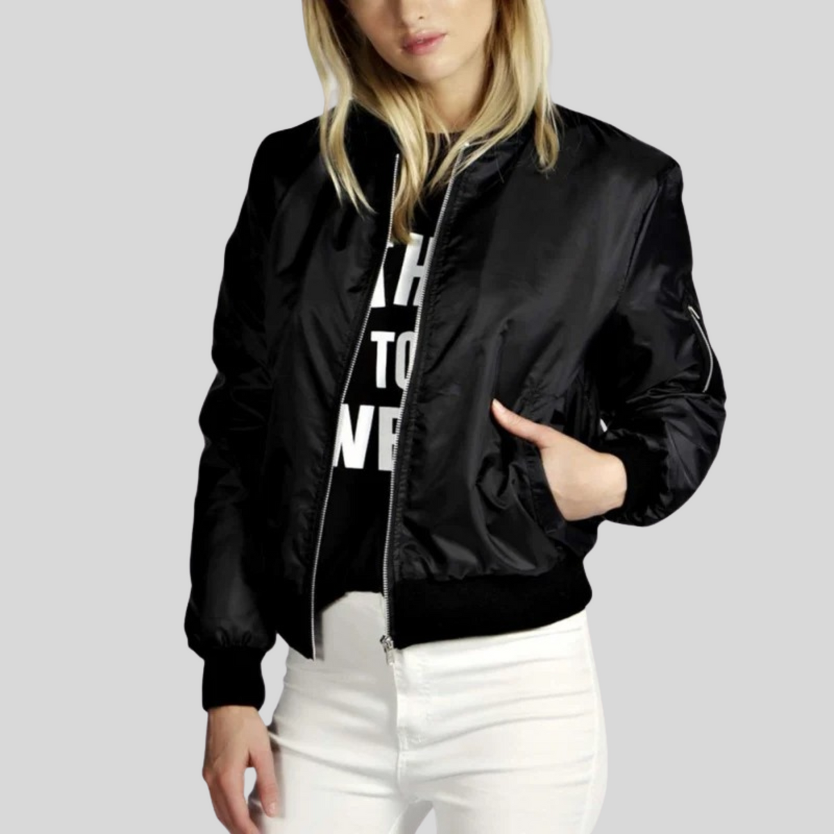 Zip-Front Bomber Jacket