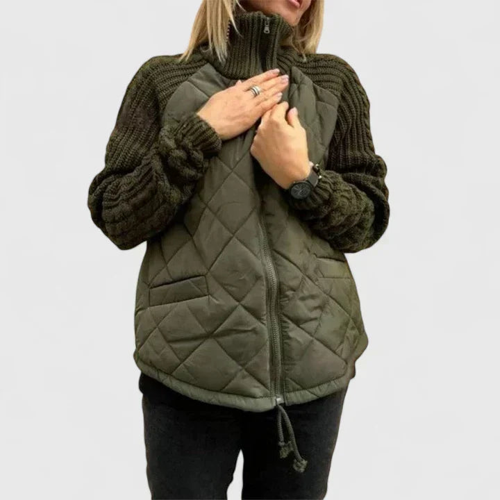 Lightweight Patchwork Jacket with Drawstring Waist