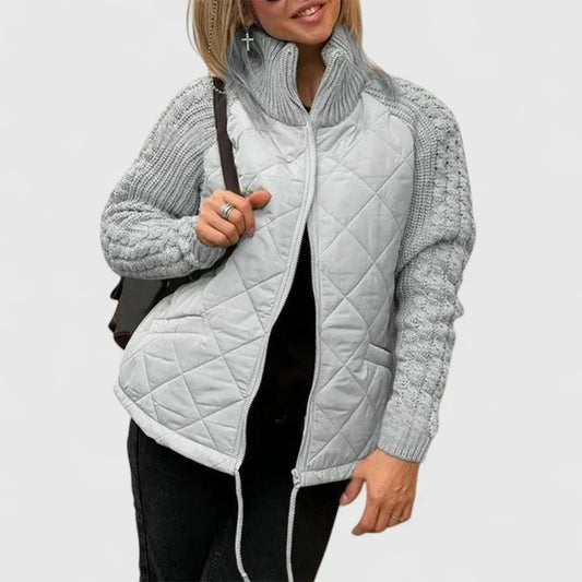 Lightweight Patchwork Jacket with Drawstring Waist