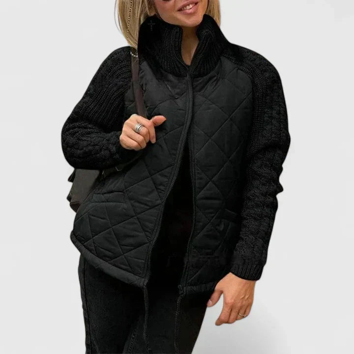 Lightweight Patchwork Jacket with Drawstring Waist
