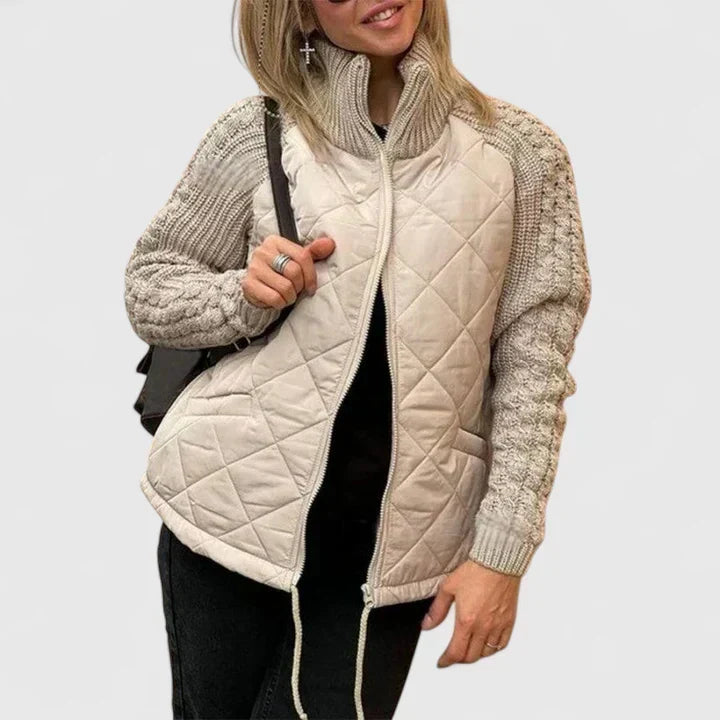 Lightweight Patchwork Jacket with Drawstring Waist