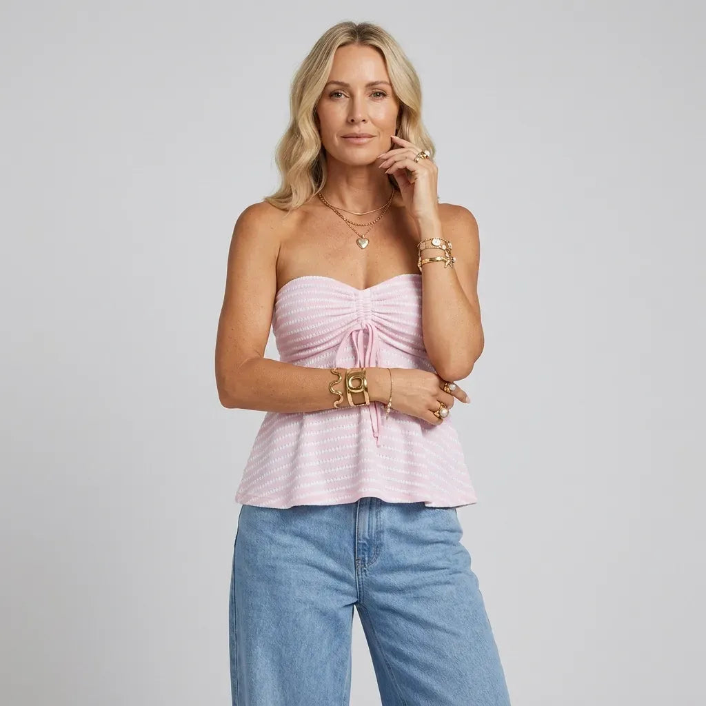 Strapless Peplum Top