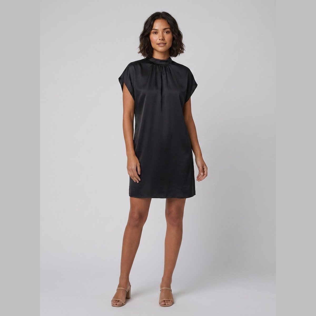 Straight-Cut Round Neck Dress
