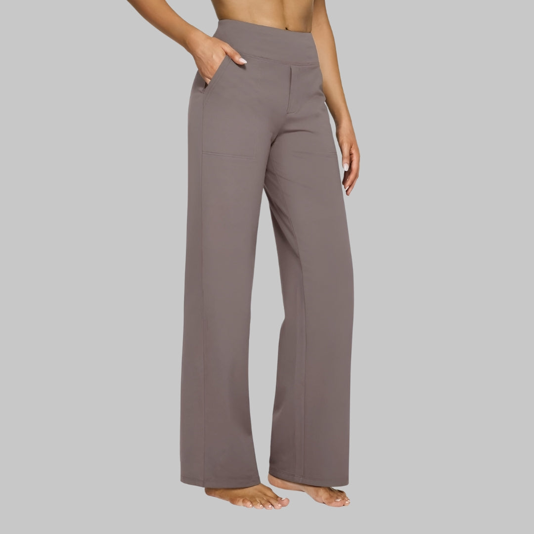 High-Waisted Wide-Leg Stretch Pants