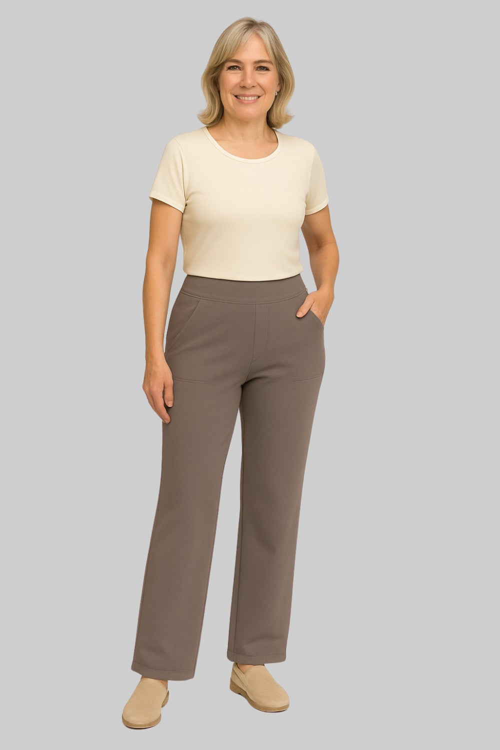 High-Waisted Wide-Leg Stretch Pants