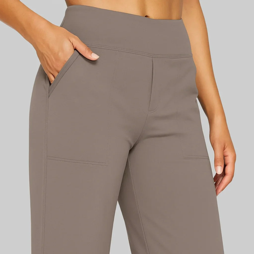 High-Waisted Wide-Leg Stretch Pants