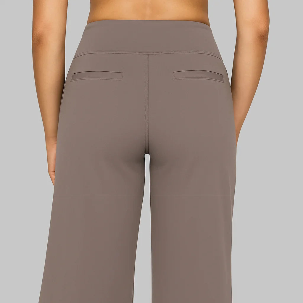 High-Waisted Wide-Leg Stretch Pants