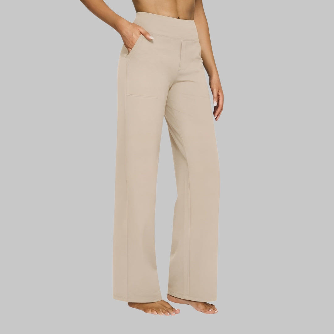 High-Waisted Wide-Leg Stretch Pants