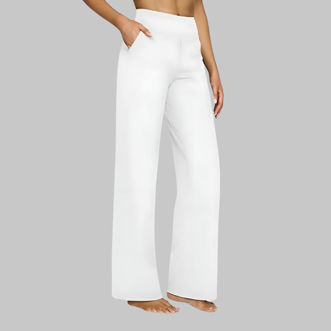High-Waisted Wide-Leg Stretch Pants