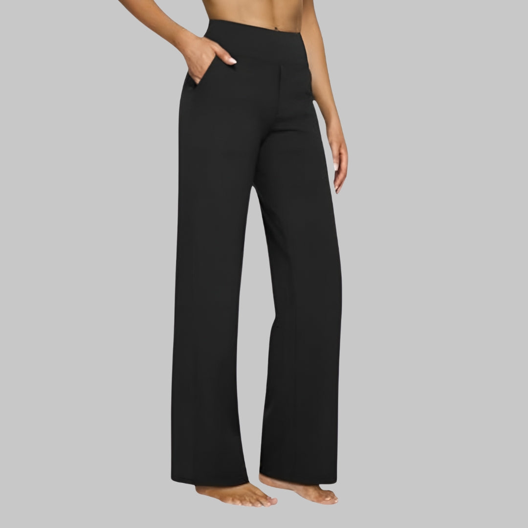 High-Waisted Wide-Leg Stretch Pants