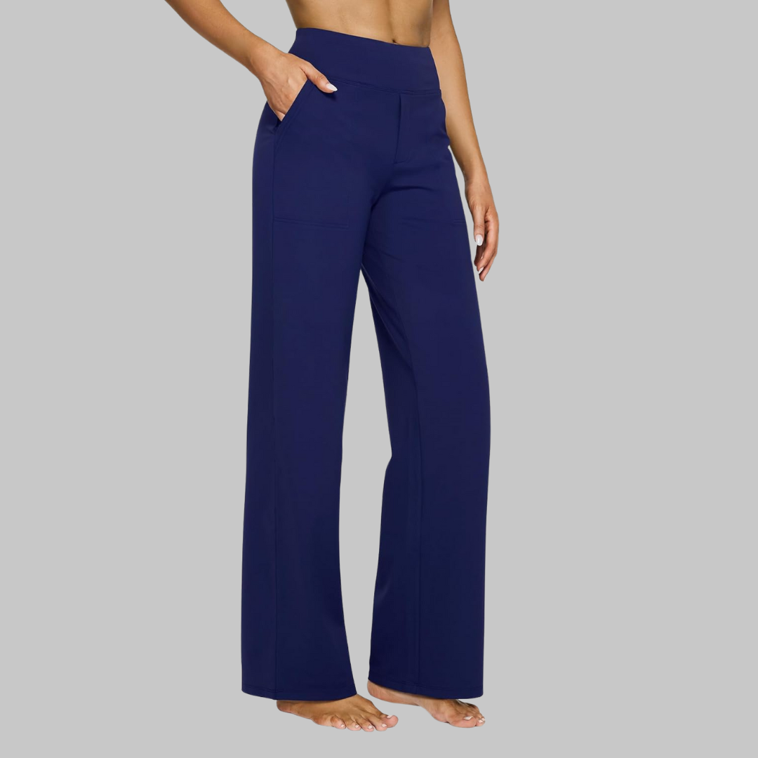 High-Waisted Wide-Leg Stretch Pants
