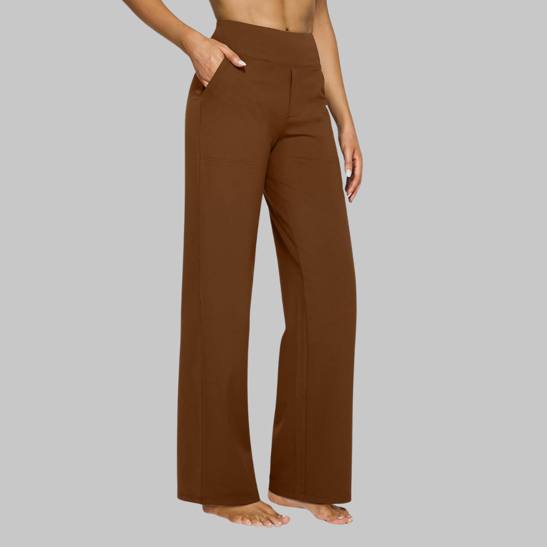 High-Waisted Wide-Leg Stretch Pants