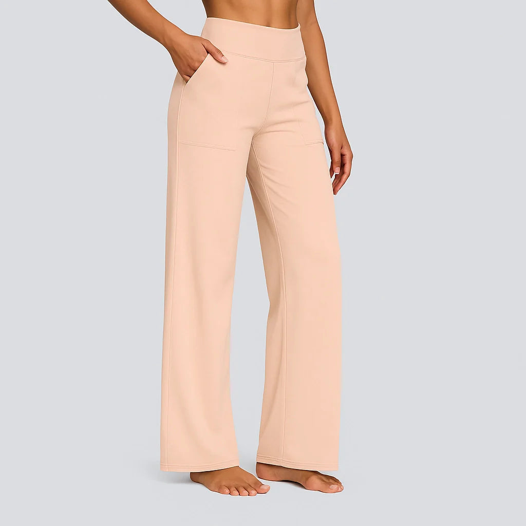 High-Waisted Wide-Leg Stretch Pants