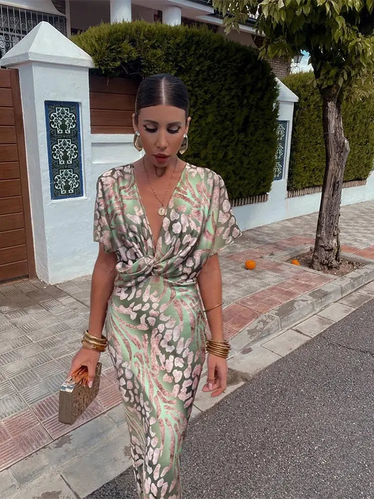 Twist-Front Midi Dress